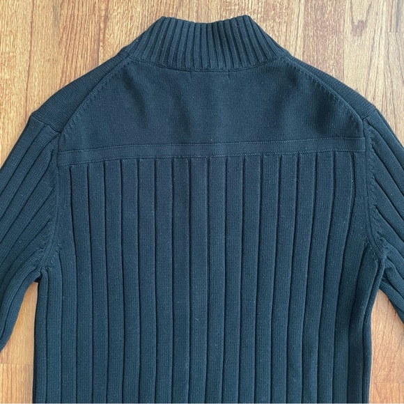 Cezani black cotton ribbed zip up sweater size L - Picture 8 of 12